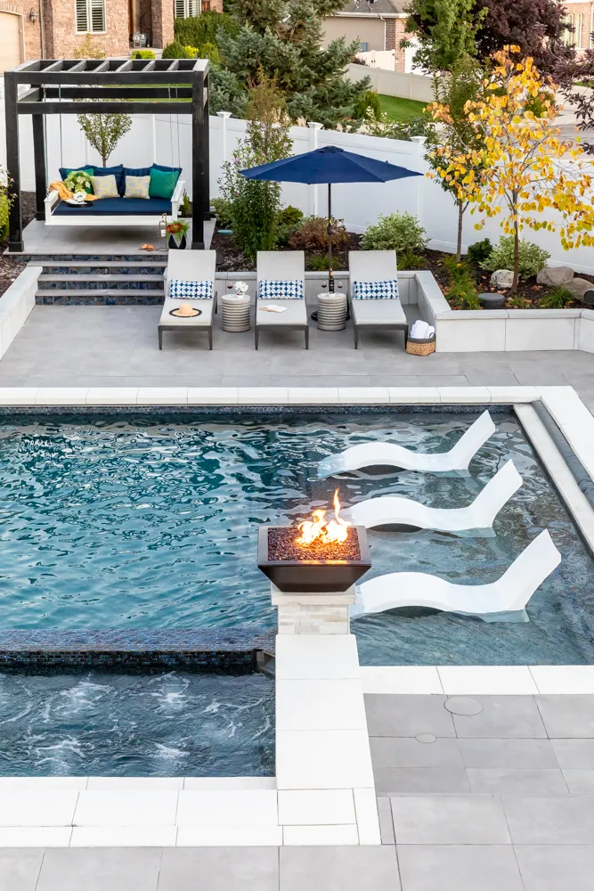 Backyard Paradise custom pool, spa, and outdoor living space designed by Interior Concepts Design House