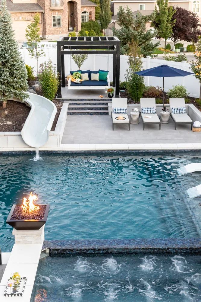 Backyard Paradise custom pool, spa, and outdoor living space designed by Interior Concepts Design House