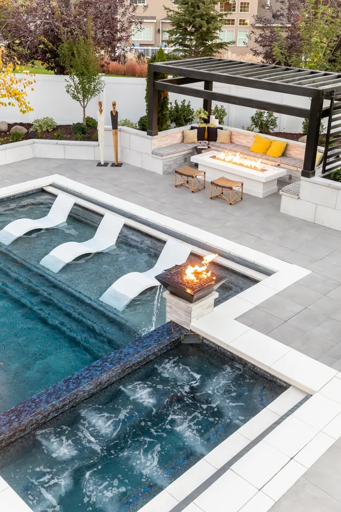 Backyard Paradise custom pool, spa, and outdoor living space designed by Interior Concepts Design House
