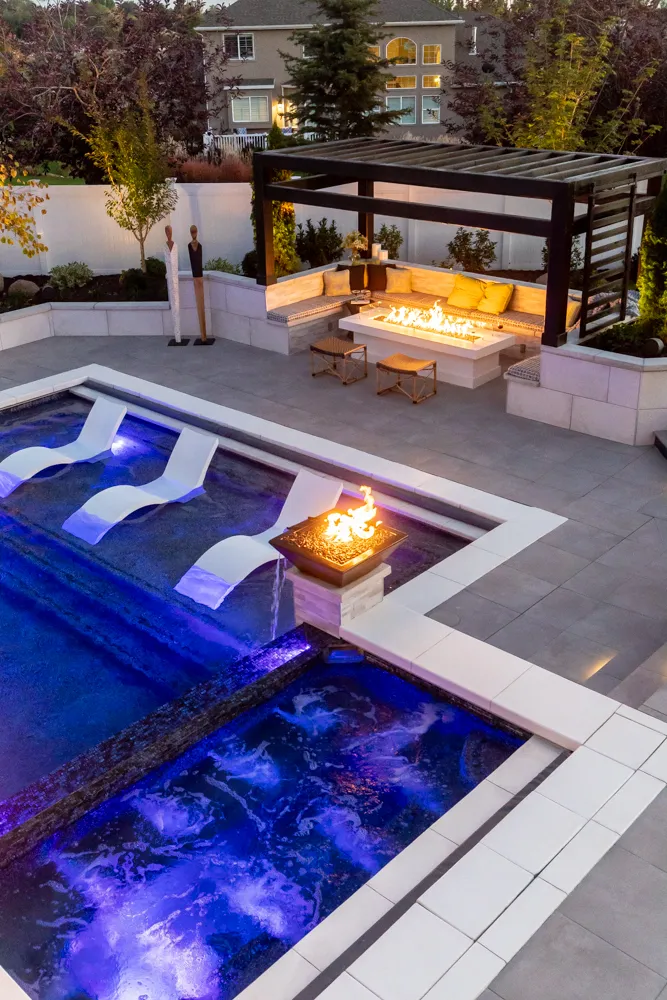 Backyard Paradise custom pool, spa, and outdoor living space designed by Interior Concepts Design House