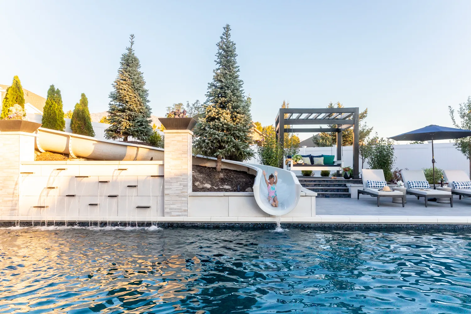 Backyard Paradise custom pool, spa, and outdoor living space designed by Interior Concepts Design House